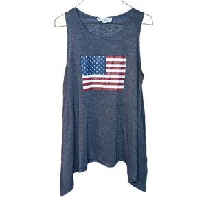 Cloud Chaser Womens Size Small Tank Top American Flag Gray Flowy Sleeveless